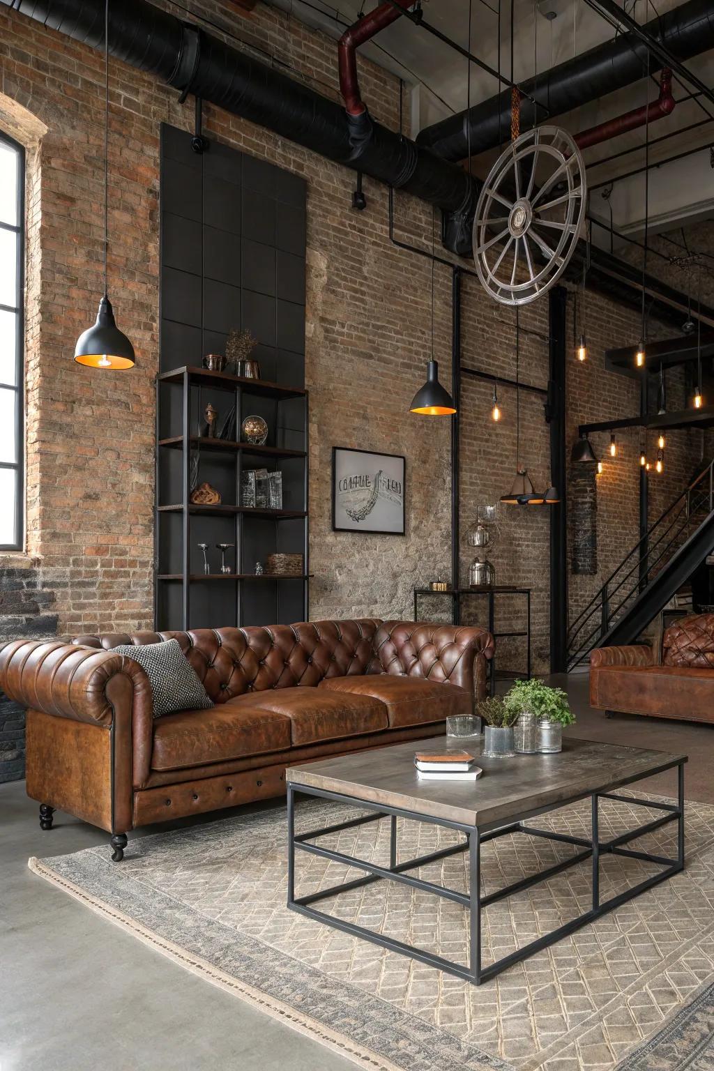 Industrial details provide a contemporary twist to leather's age-old appeal.