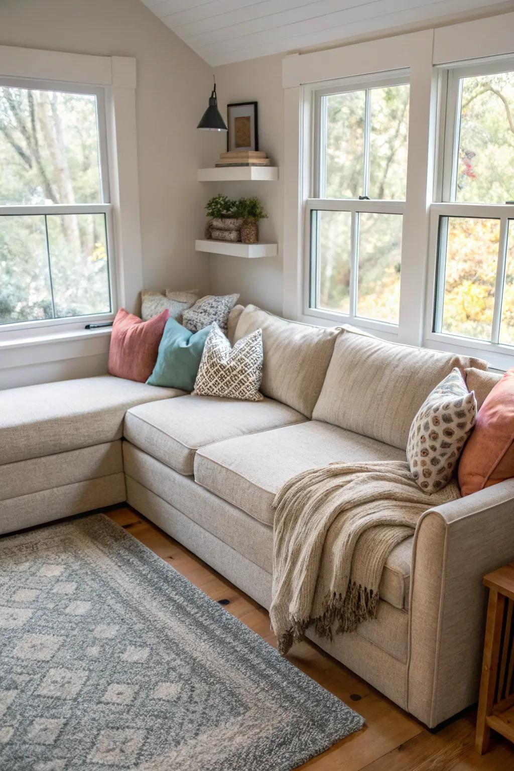 A small sectional that integrates perfectly into tight spots.