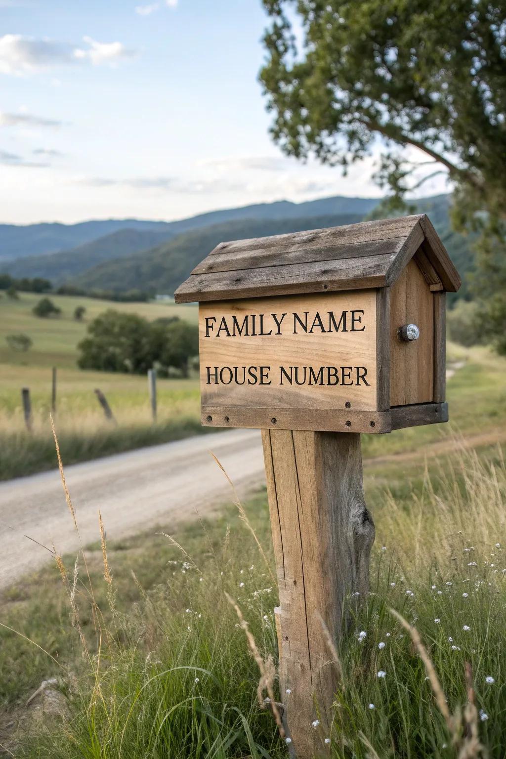 Custom engravings lend an unmistakable charm to this mailbox.
