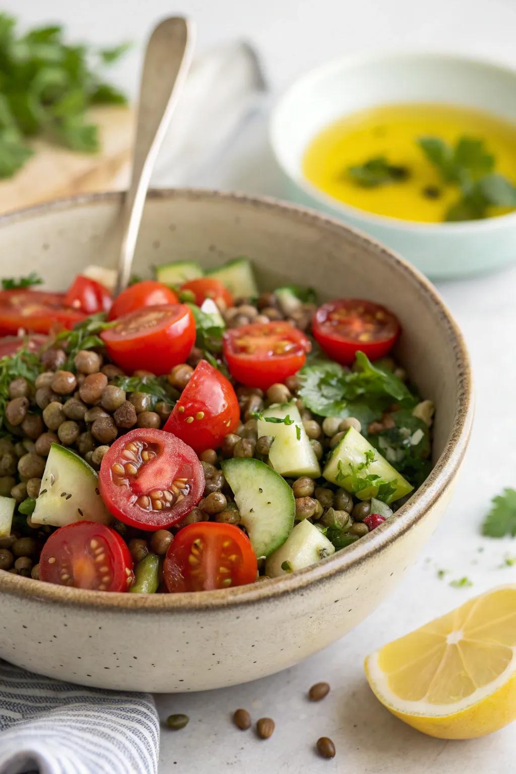 A refreshing Mediterranean lentil salad, full of flavor.