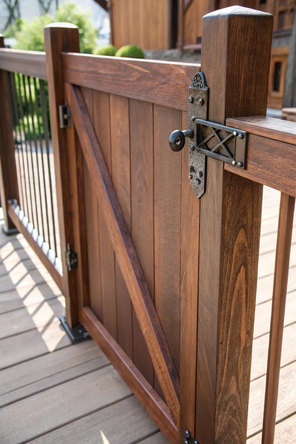 Crafted with Care: A sturdy deck gate that blends safety with artisanal beauty.
