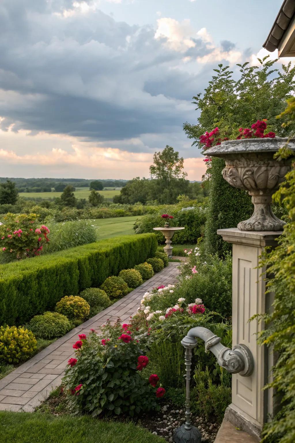 Make use of artful splash blocks as eye-catching and useful components.