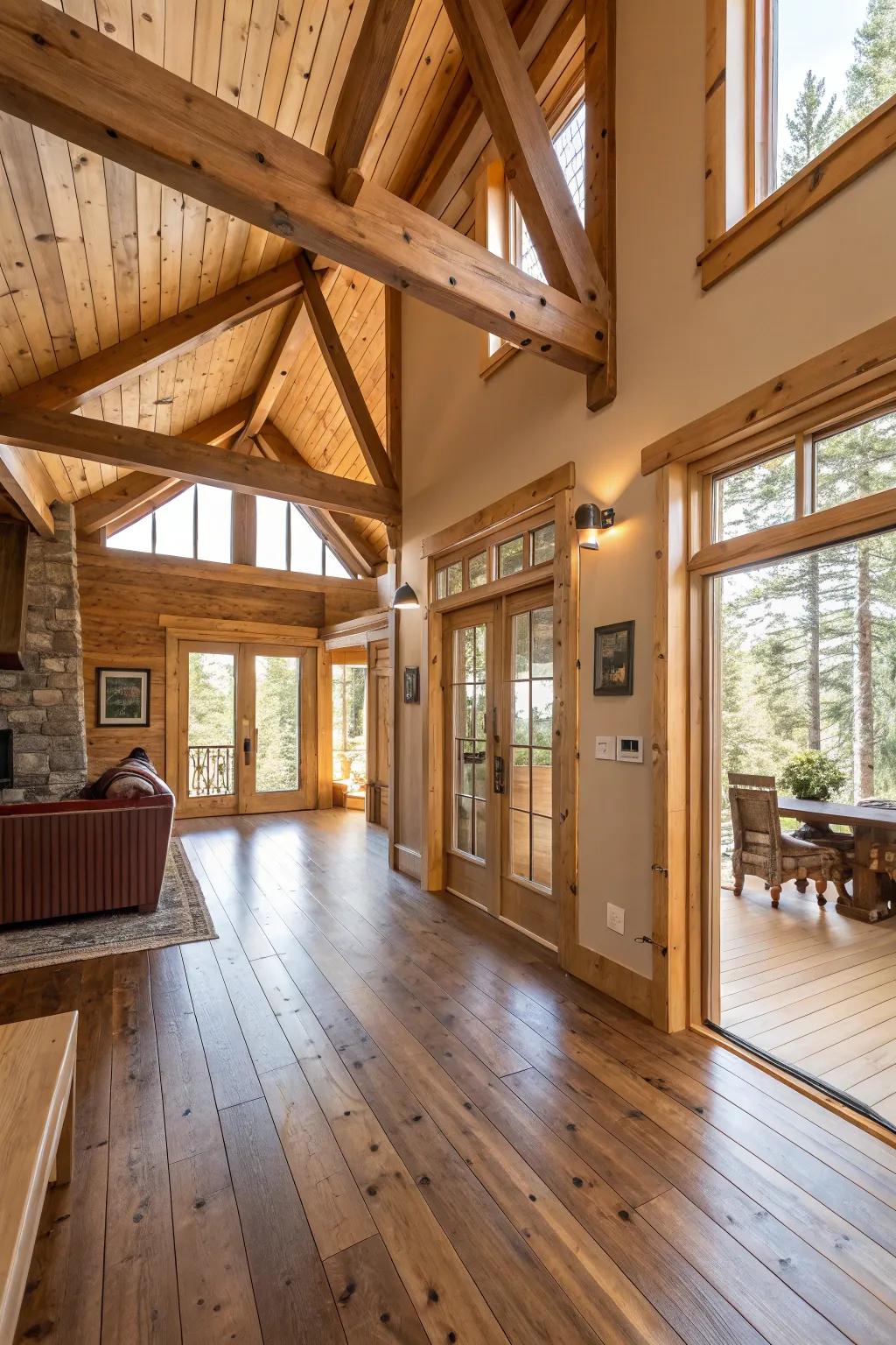 Timber features infuse warmth and texture into your living quarters.