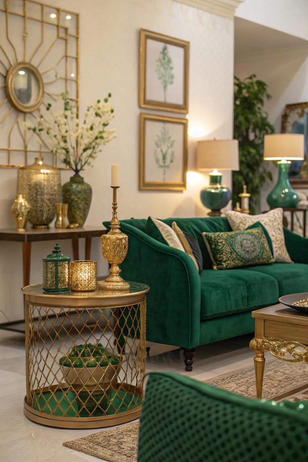 Elegant mix of verdant and gleaming details.