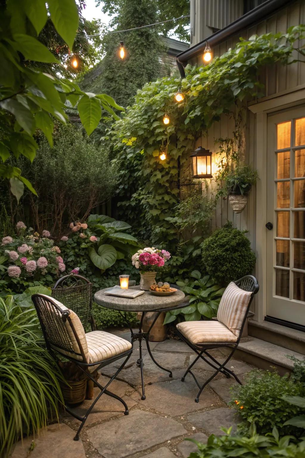 A snug seating enclave, optimal for unwinding in the garden.