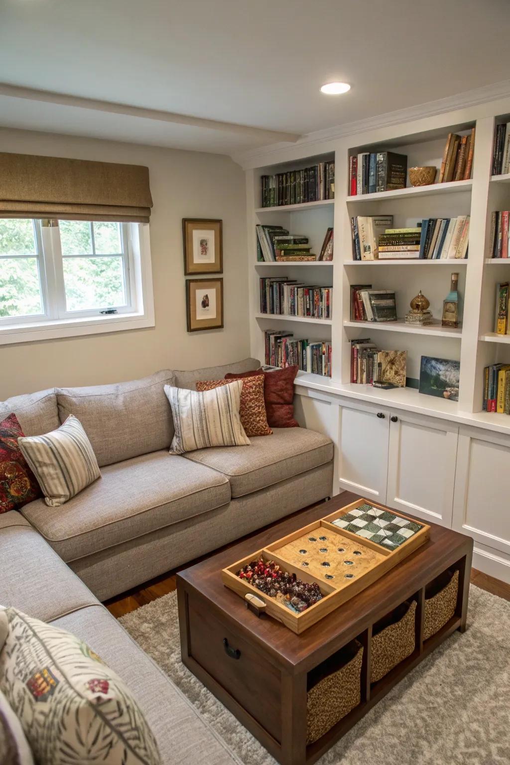 Relax in an inviting space perfect for reading or playing board games with loved ones.