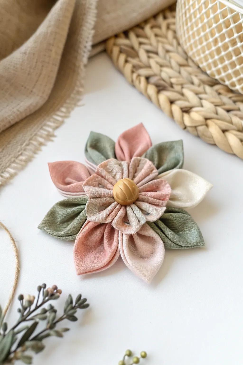 Transform memories into loveliness with repurposed textile flowers. 🌸 #EcoFriendlyElegance #CraftedWithLove