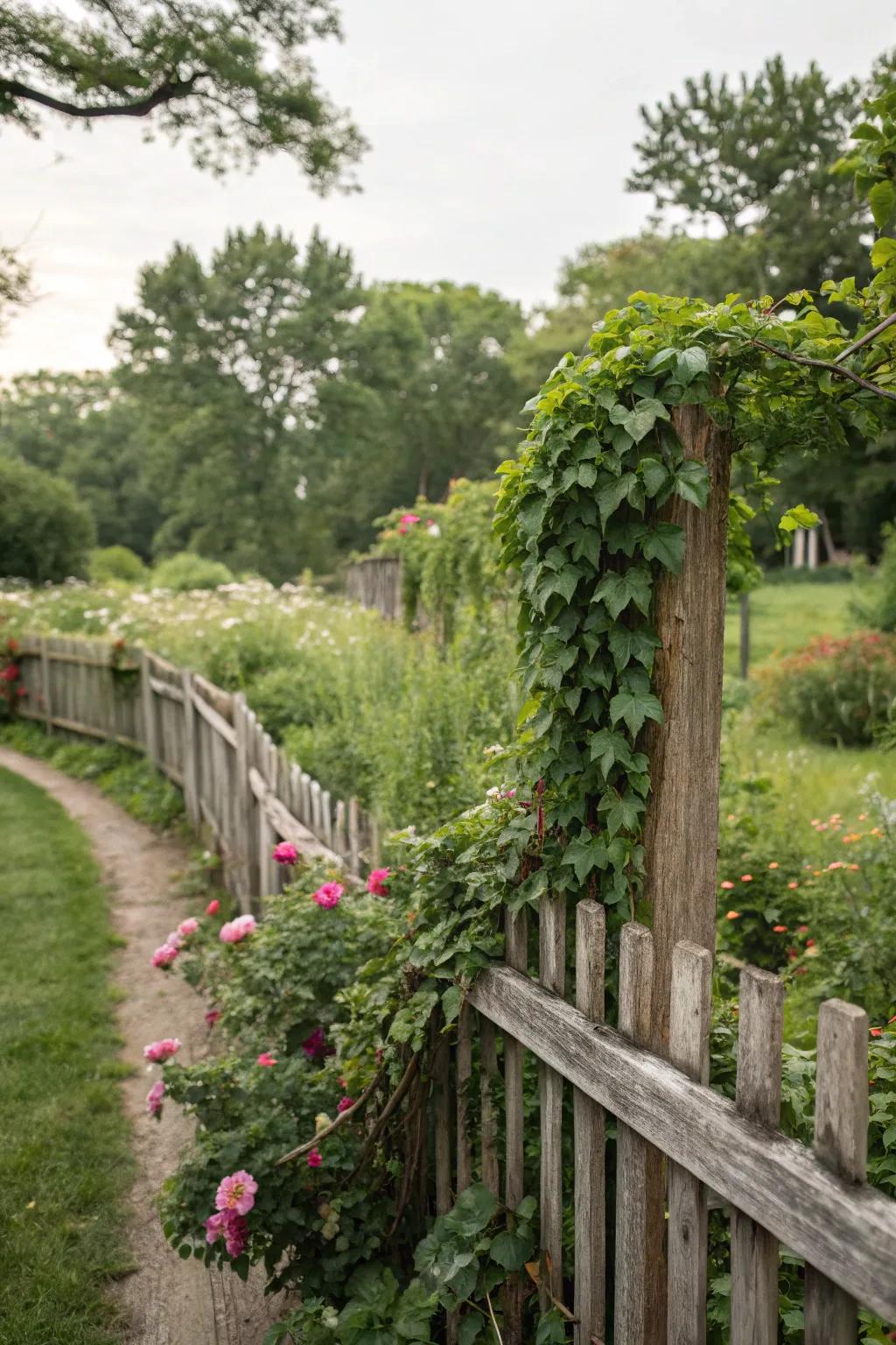 Integrate greenery for a fence that lives and breathes with nature.