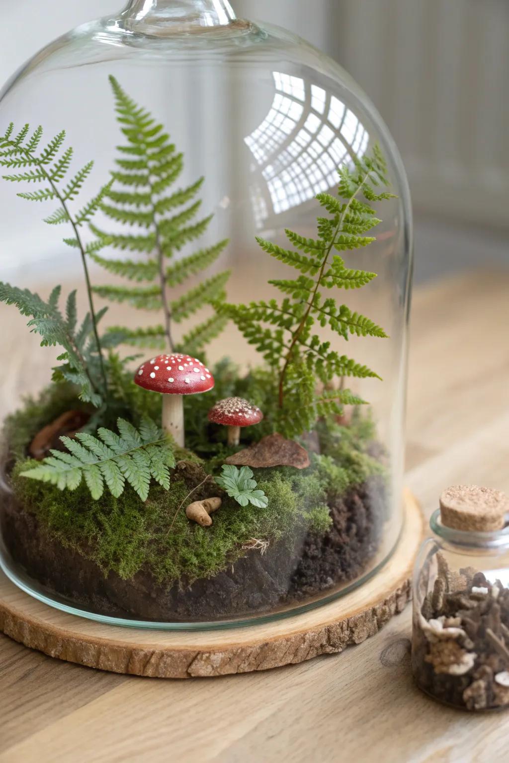 Step into your own tiny enchanted forest with this charming fern terrarium.