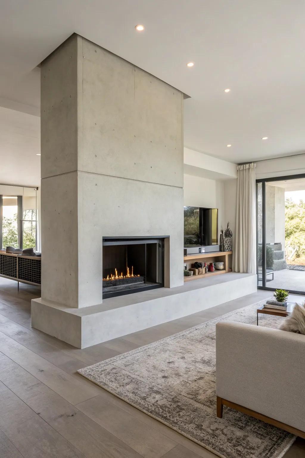 Embrace ease using a minimalist fireplace design.