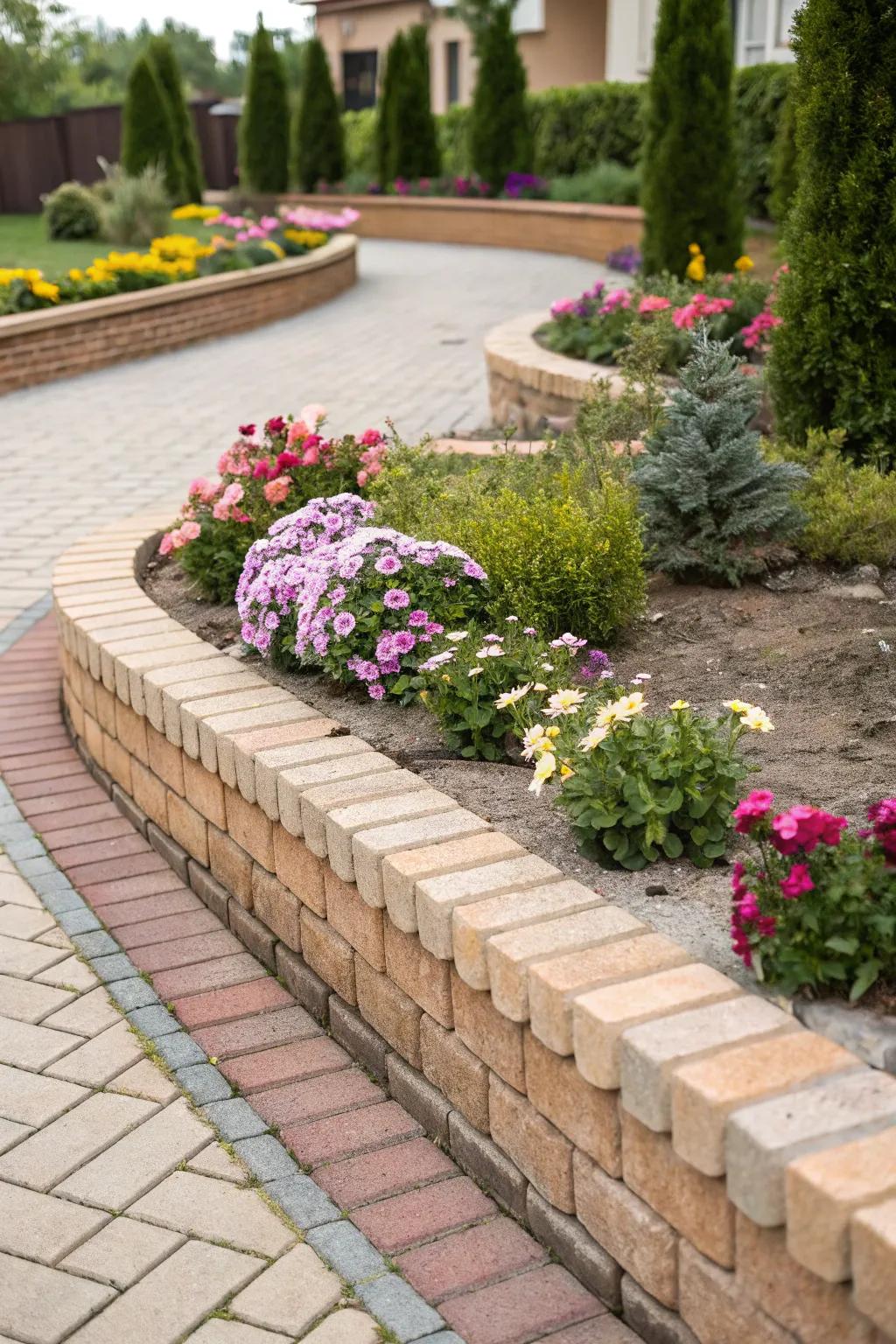 Effortlessly define your garden's elegance with stylish brick edging.