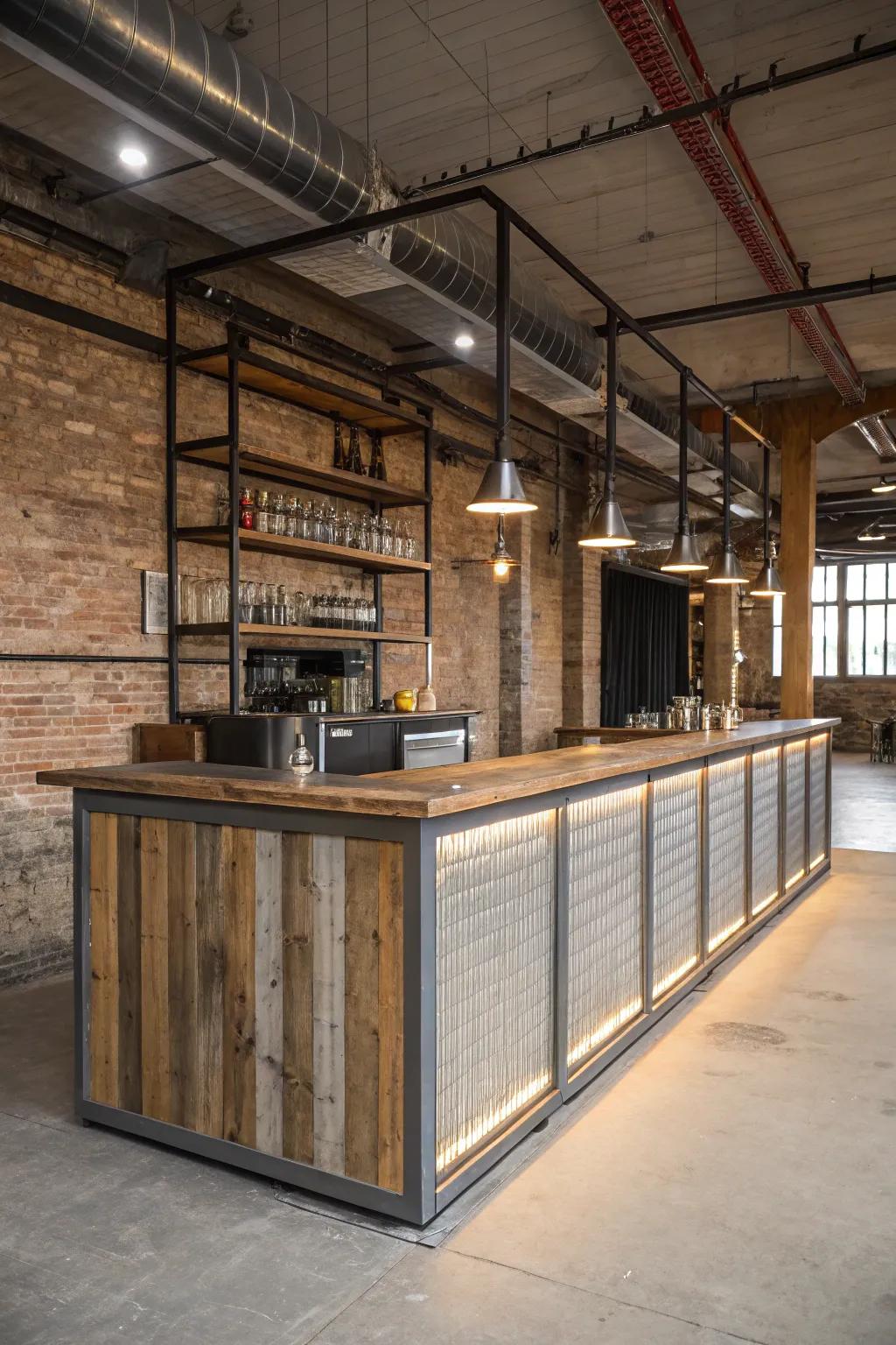 An industrial bar that brings modern urban flair to any home.