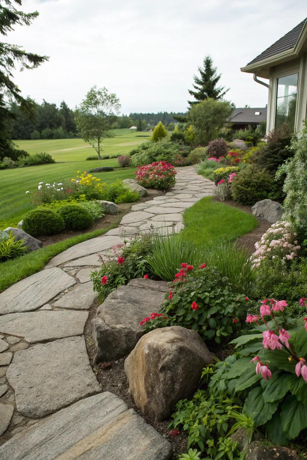 Guide your guests with a beautifully lined rock pathway.