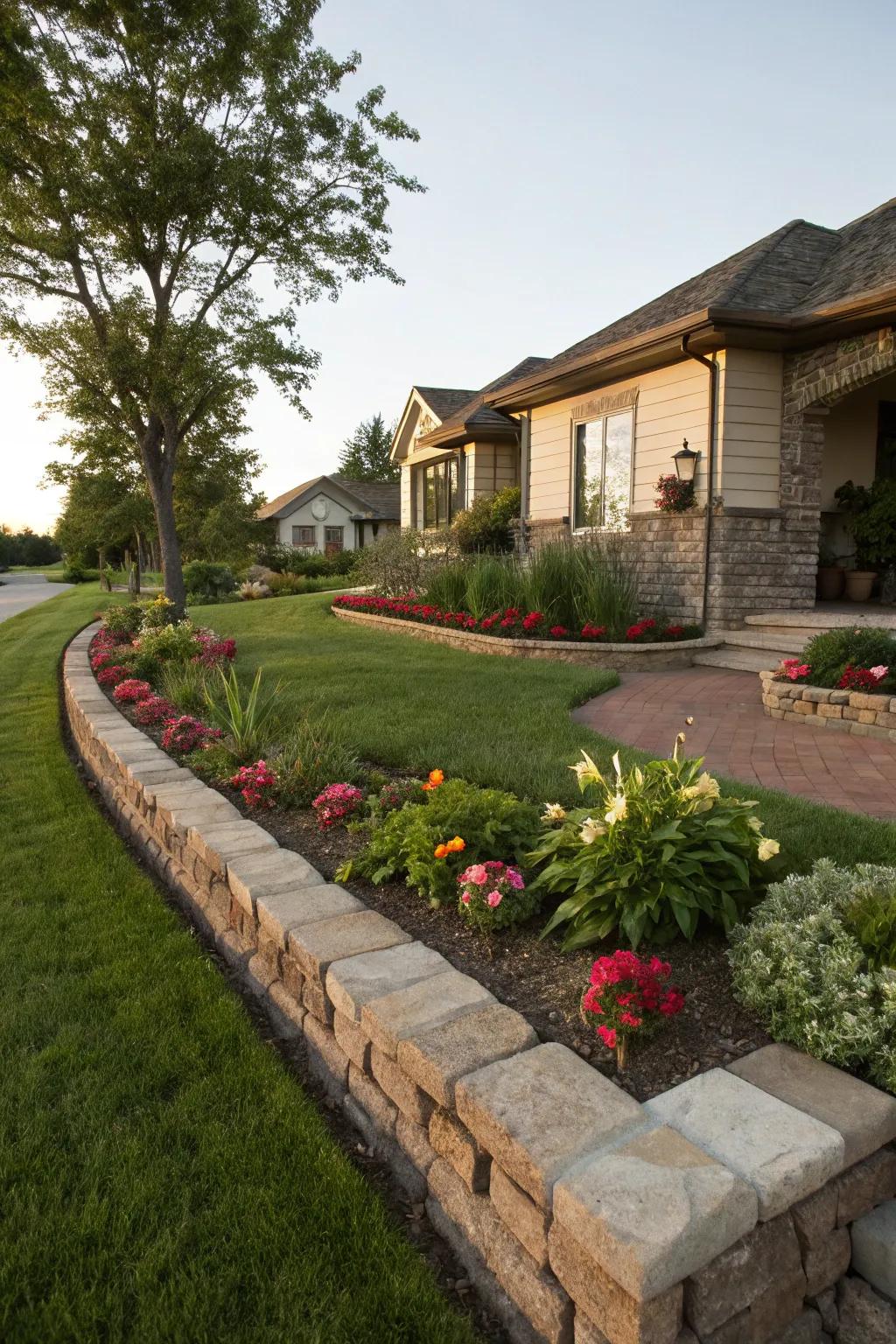 Stone or brick edging grants a pristine and modern touch to your property lines.