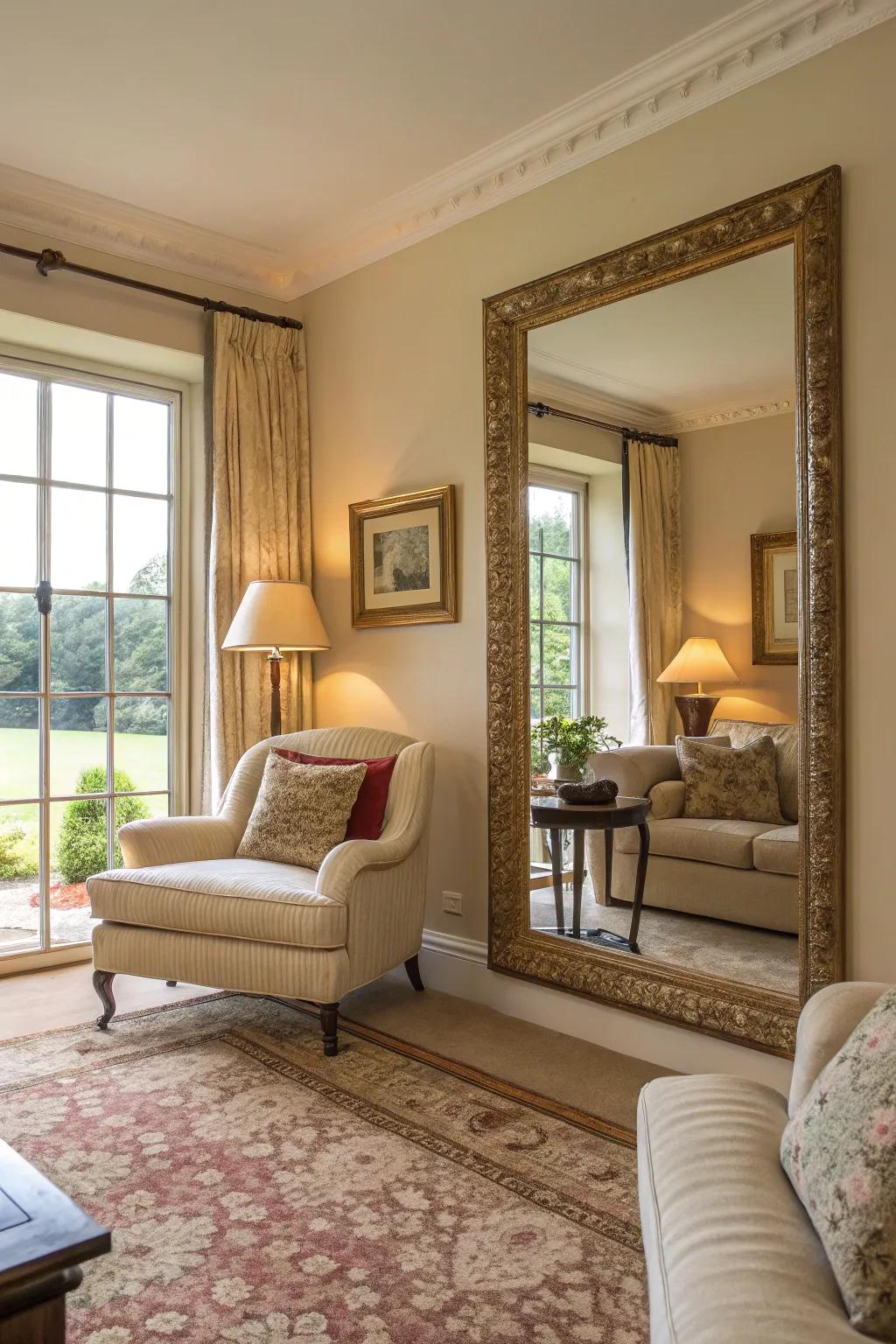 Double your natural light by placing mirrors opposite windows.