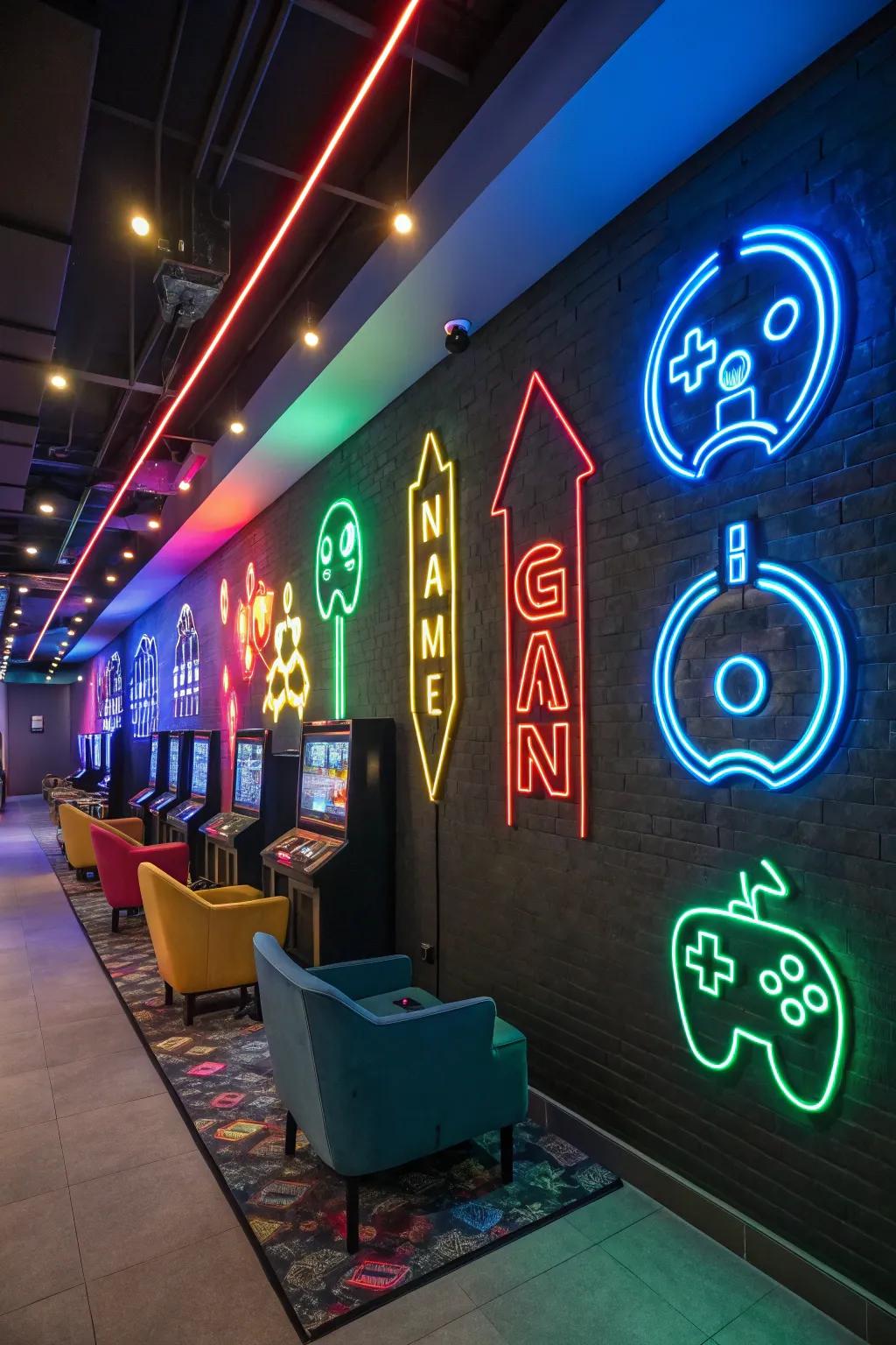 LED neon signs add a splash of color and excitement.