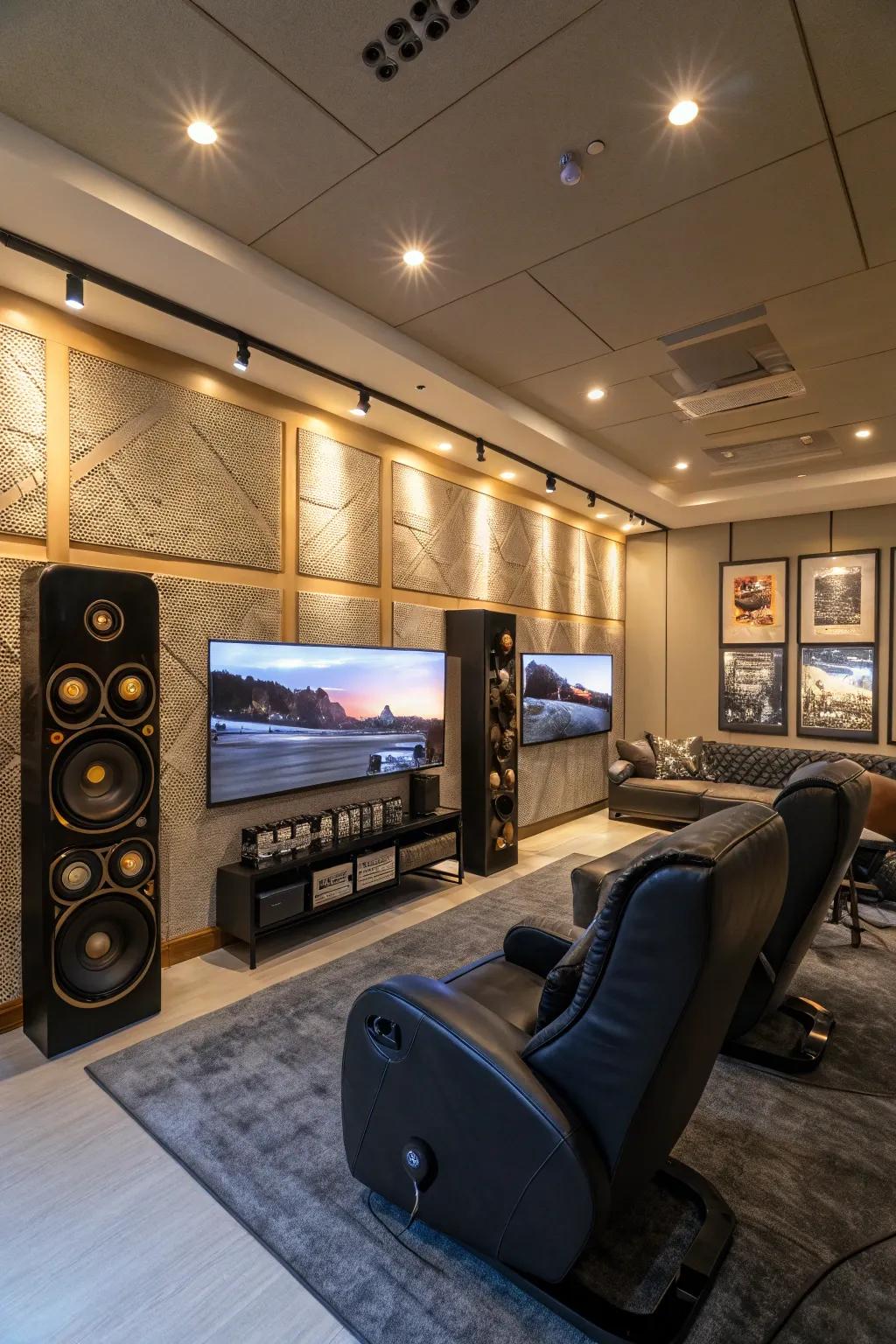 A spatial sonic system enriching the enveloping gaming adventure in a chic refuge.