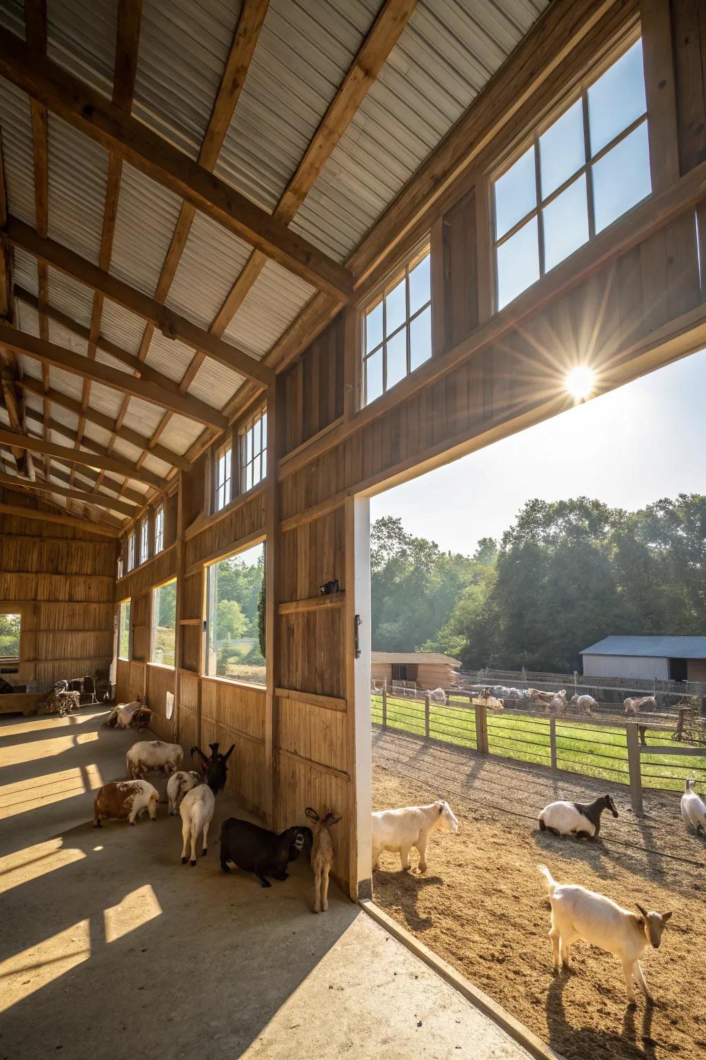An exposed-air goat barn that delivers outstanding ventilation.