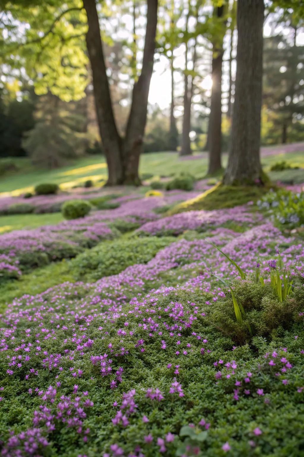 Creeping thyme offers a sensory delight as a ground cover.