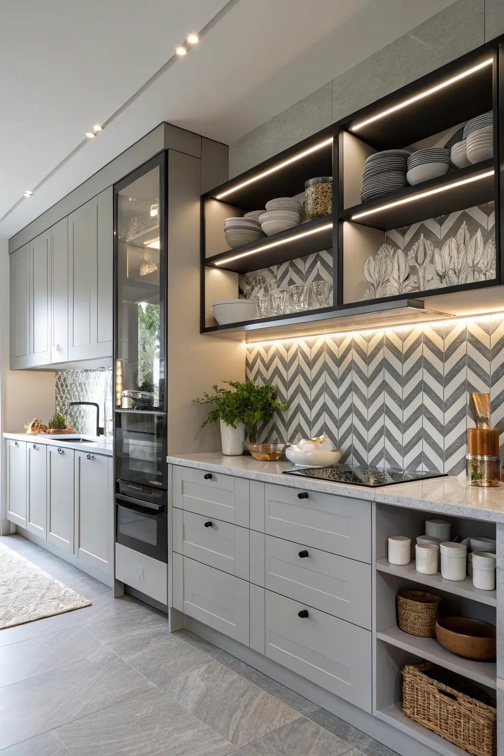 Styled backsplashes enrich dimension and persona.