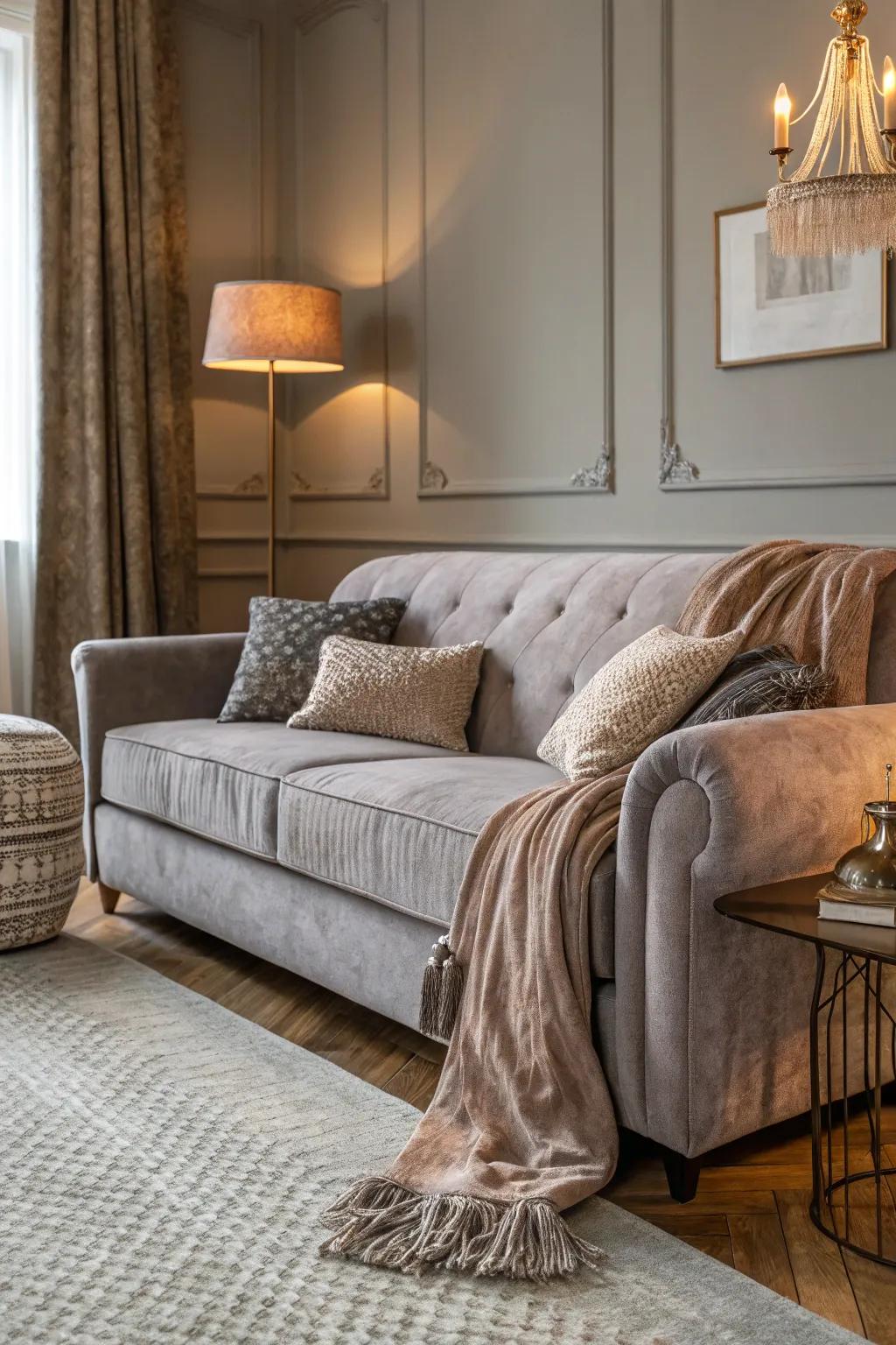 Varied textures add depth and comfort to gray interiors.