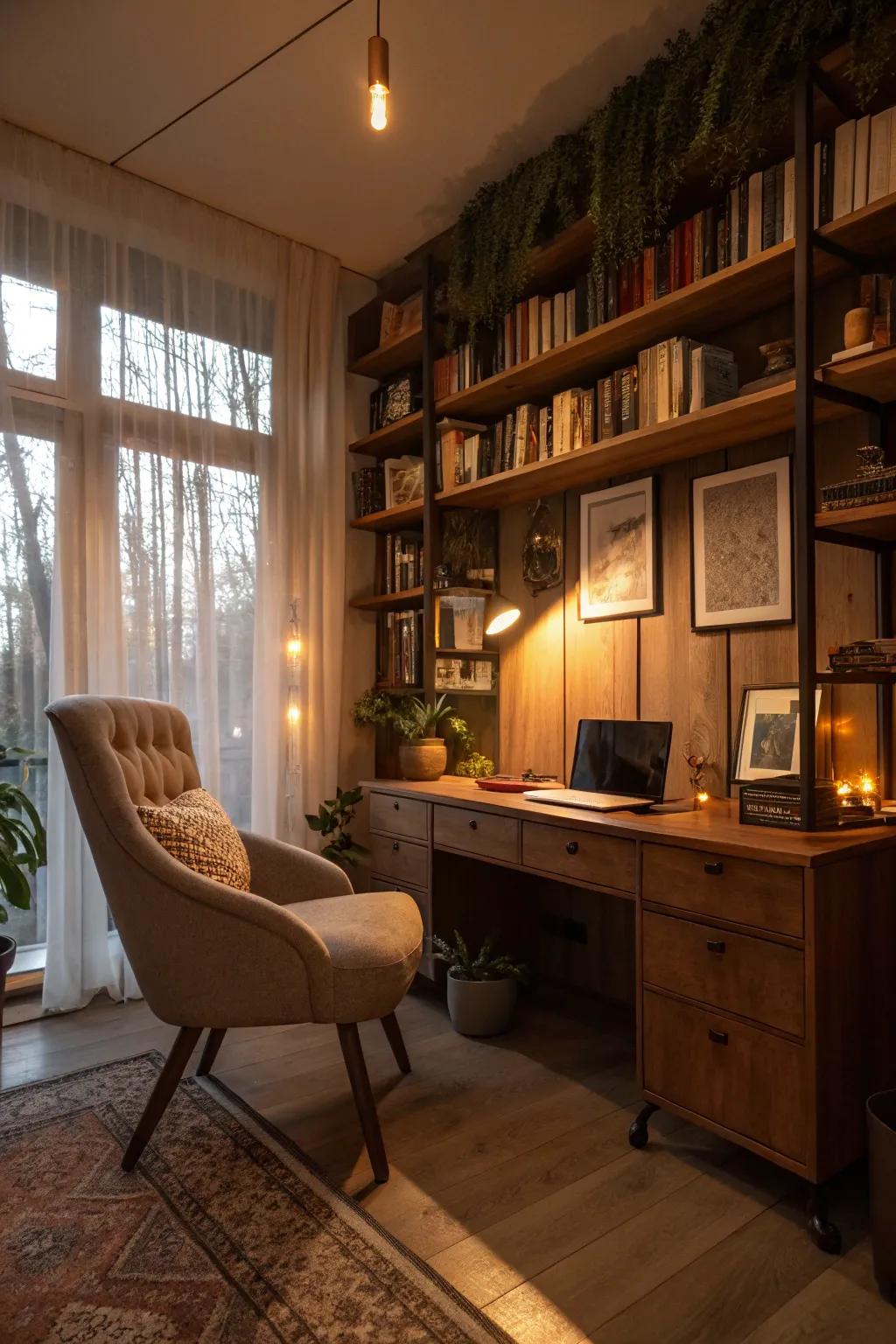 Establish a serene ambiance through gentle, encompassing illumination.