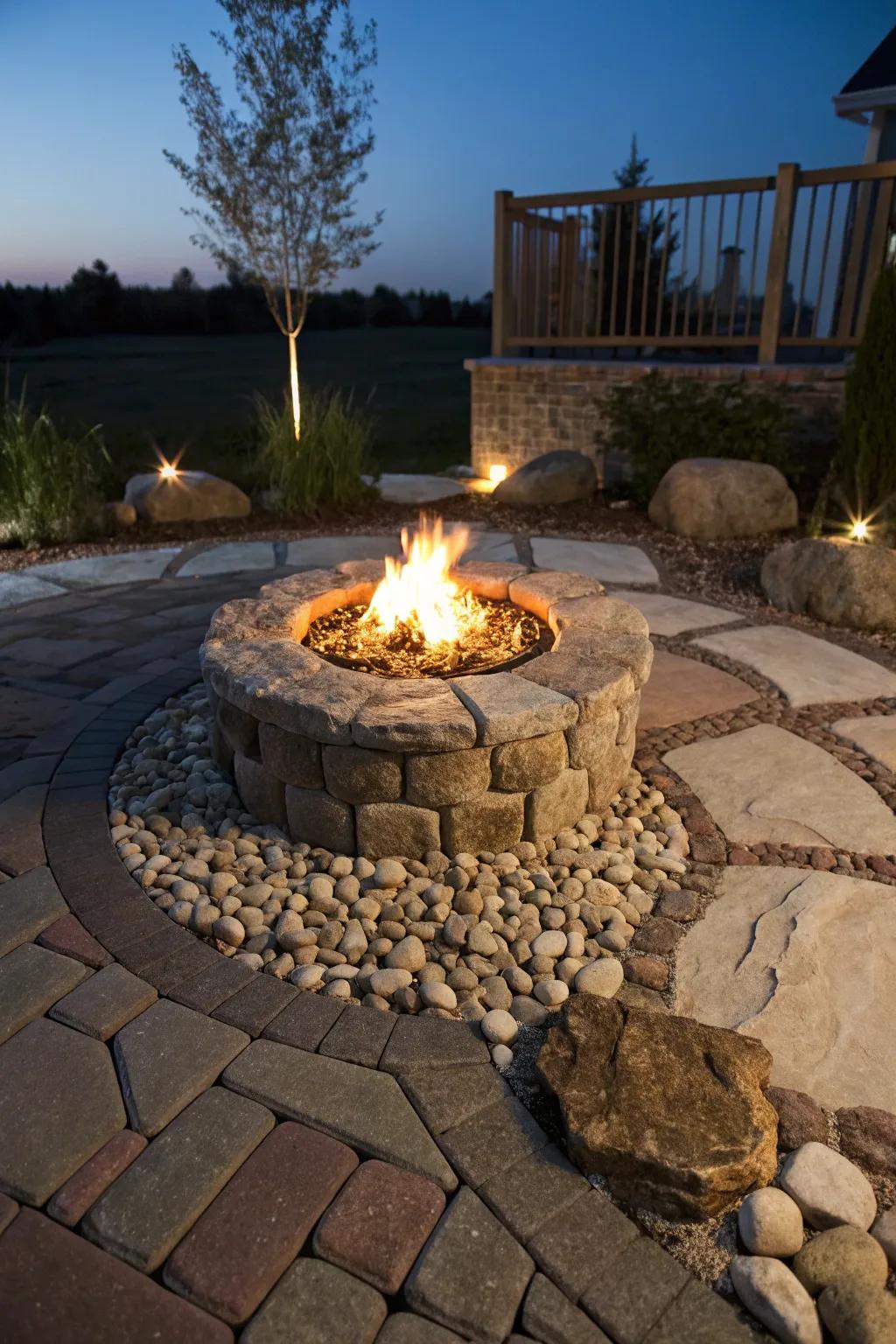 Gather around the warmth: A masterfully crafted stone fire pit for unforgettable evenings.