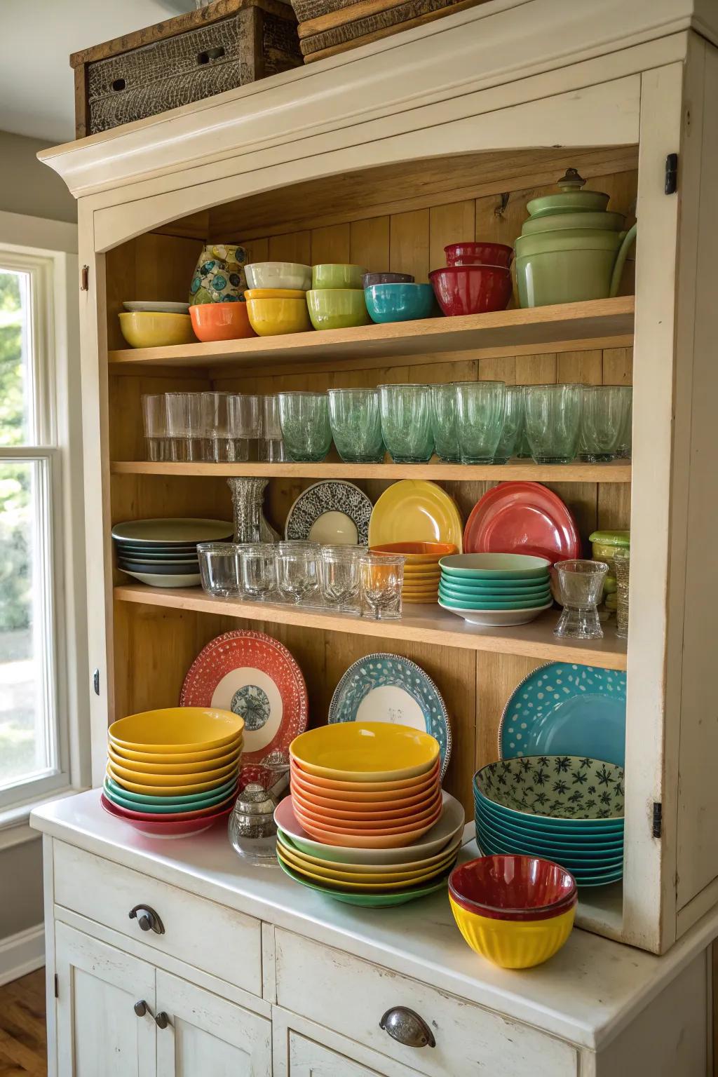 Add charm to your kitchen with a hutch top cabinet.