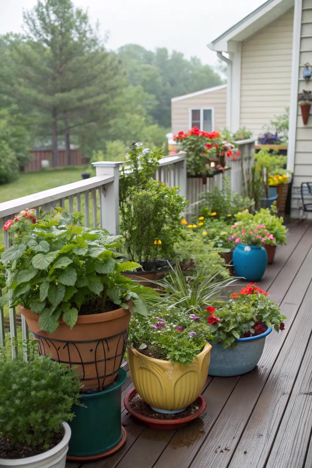 Create a green oasis on your deck with container plants.