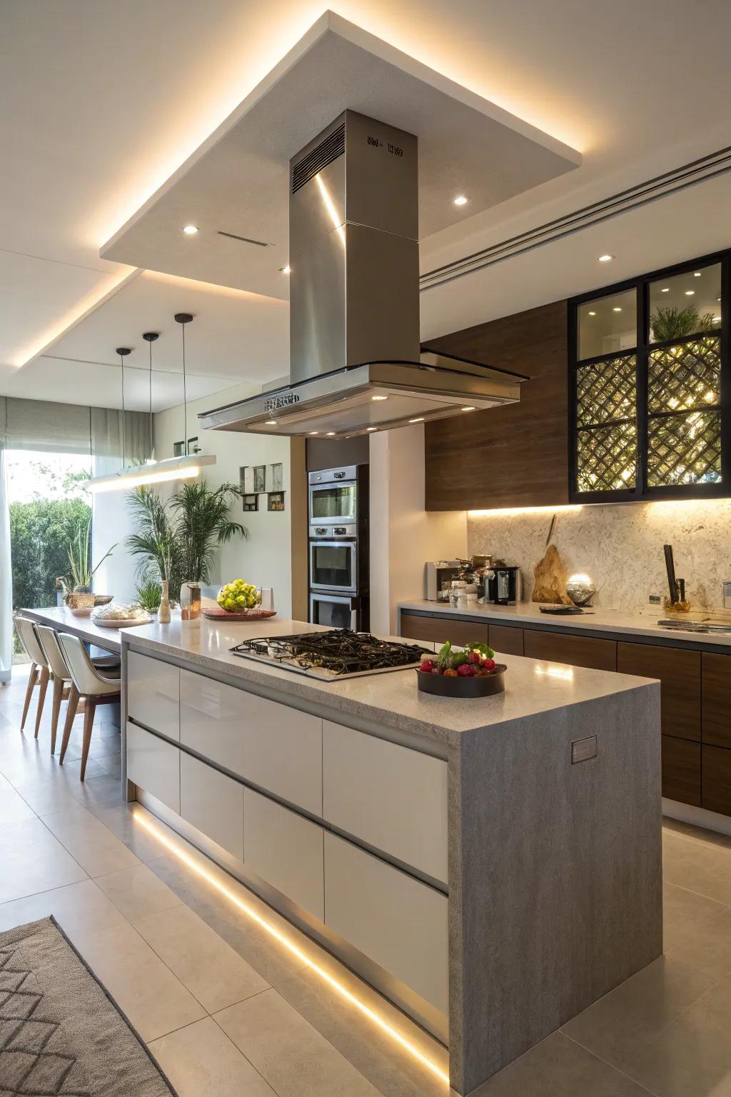 Integrated lighting in a range hood adds both utility and style.