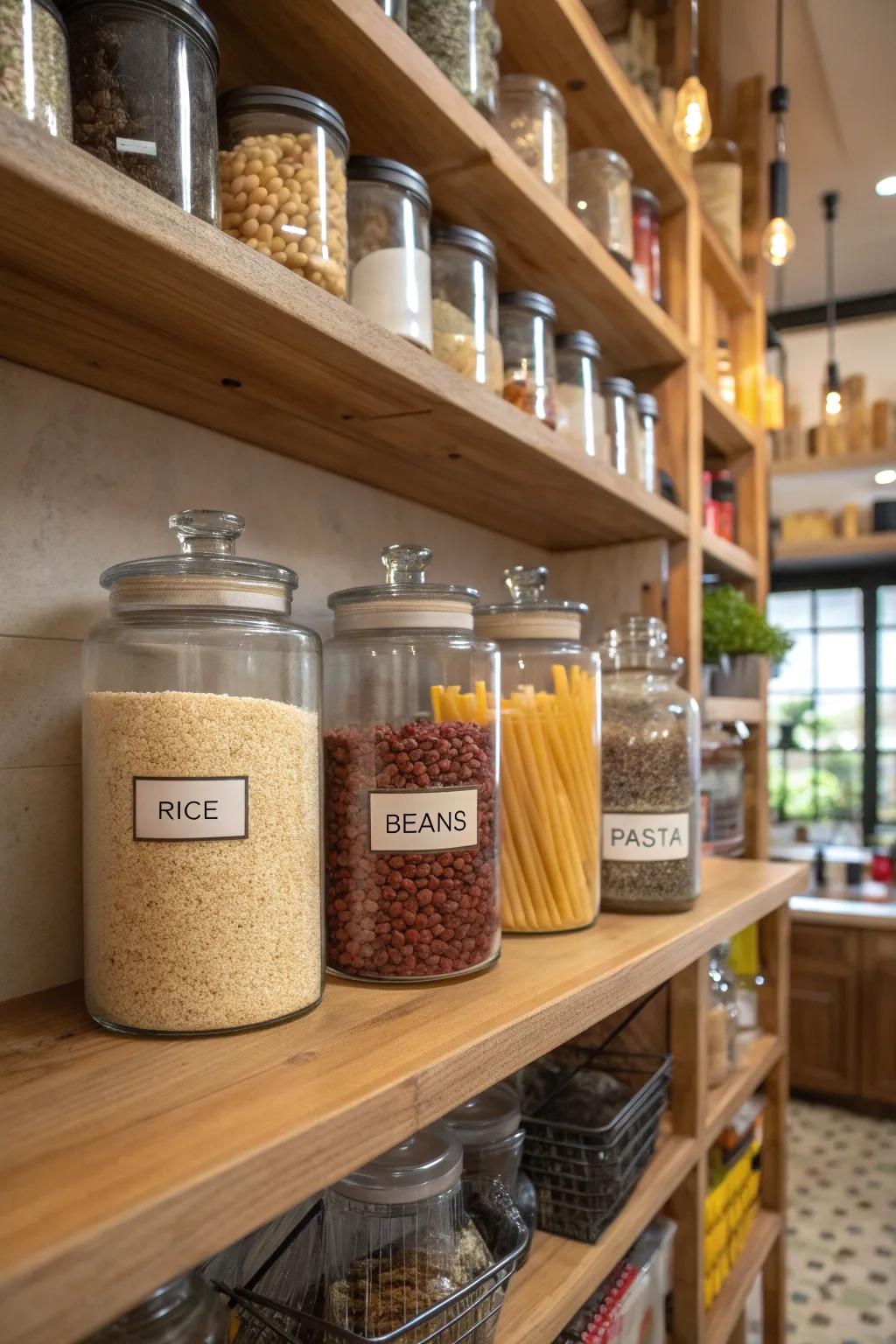 Clear containers keep food visible and accessible.