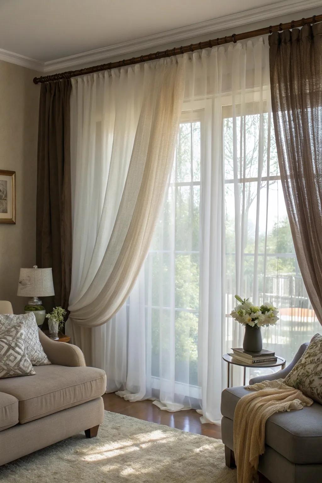 Layered fabrics produce a vibrant, multi-dimensional appearance.