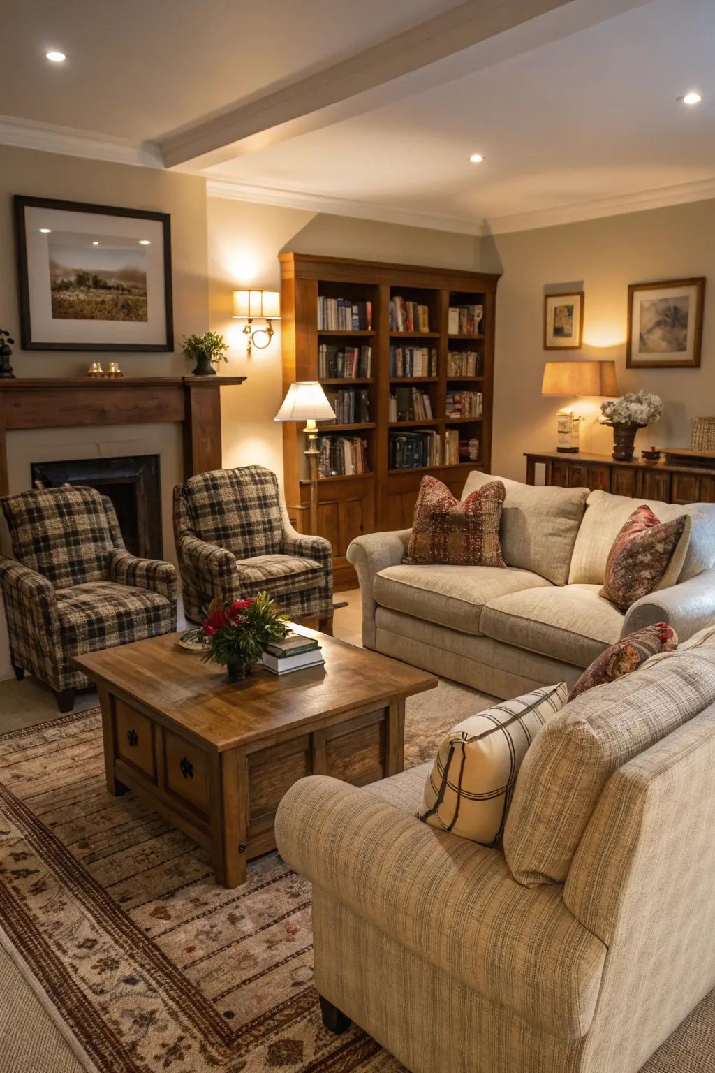 Comfortable seating arrangement in a cozy living room setting.