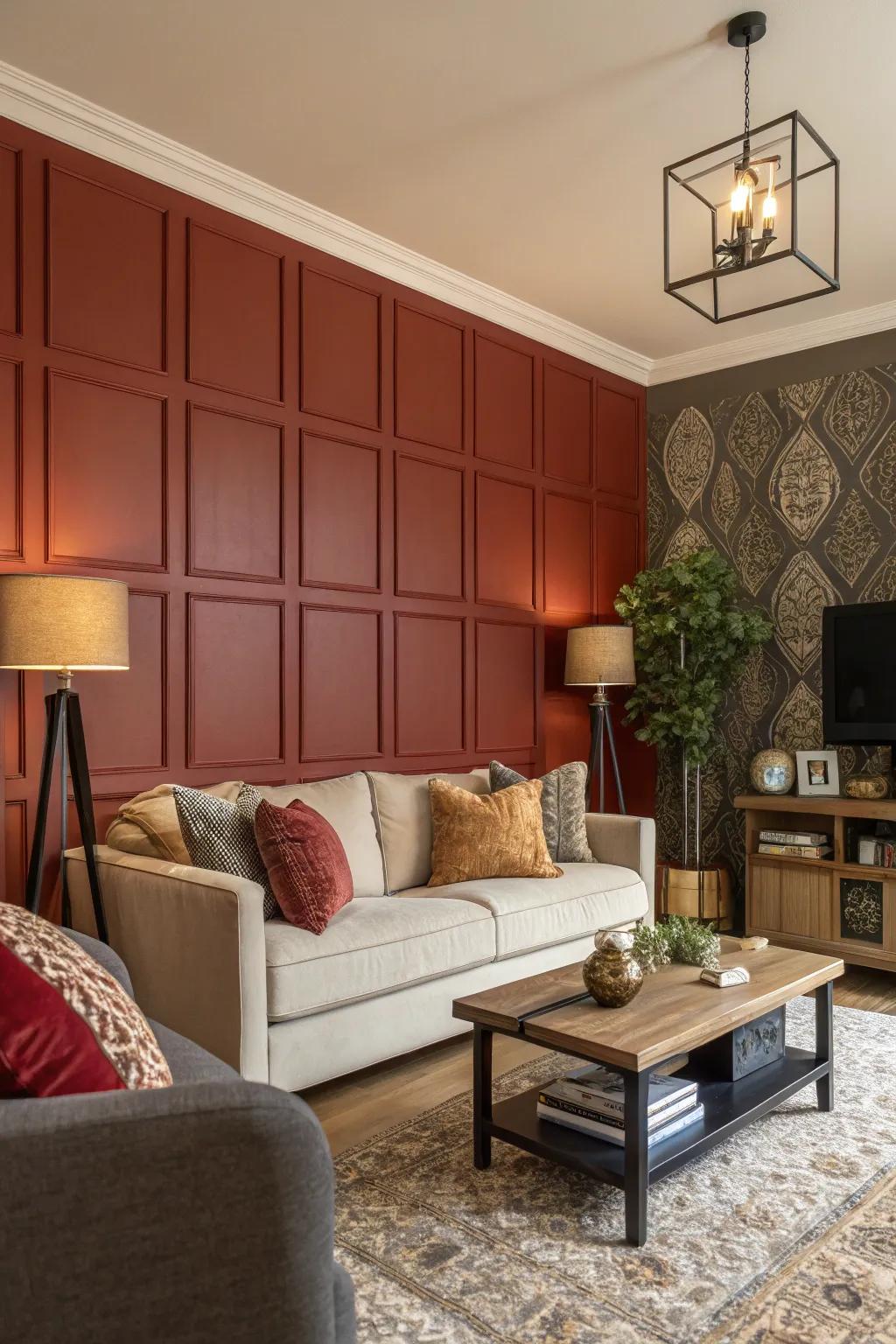 Make a bold statement with an accent wall that commands attention and distinctly shapes your living space.