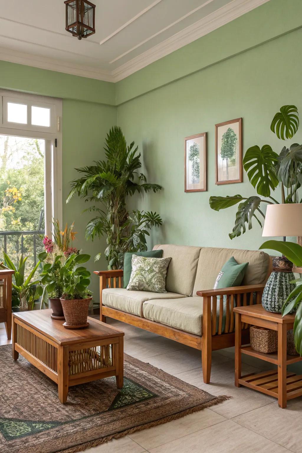 Natural greens foster a rejuvenating and organic ambiance.
