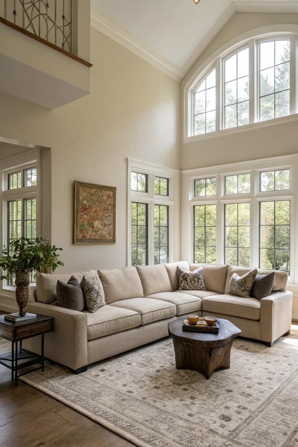 Freestanding sectionals generate an expansive and welcoming vibe.
