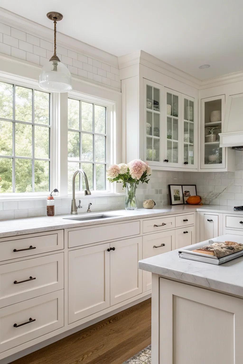 A kitchen showcasing the simplicity of shaker-style maple cabinets.
