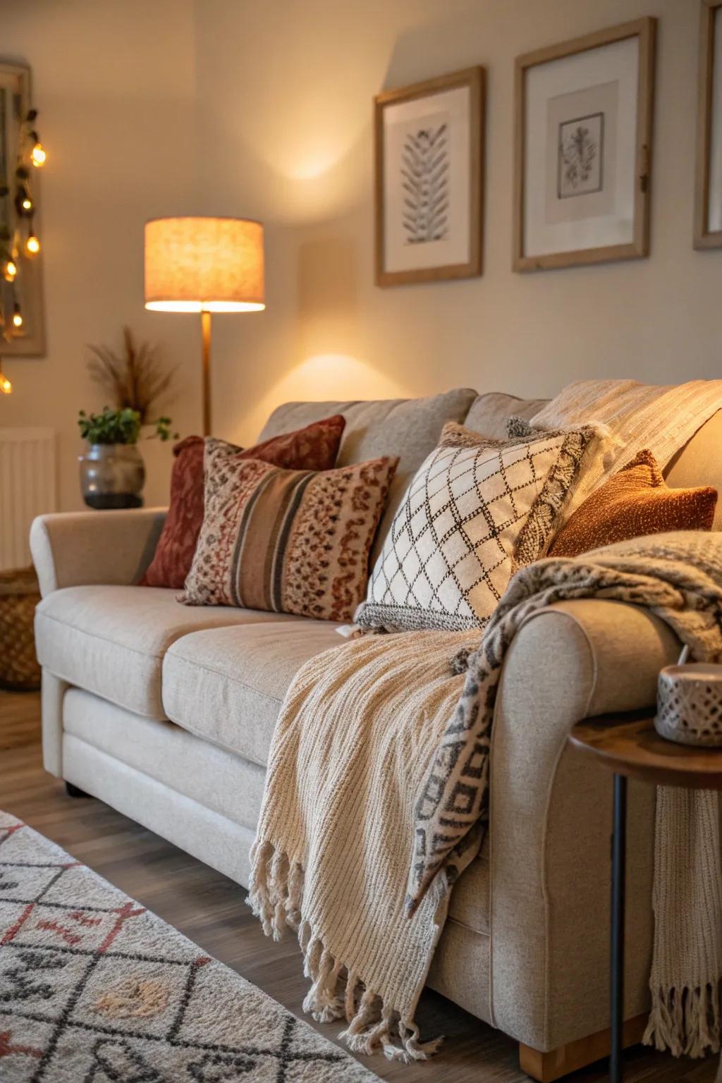 Luxurious seating beckons you to unwind and relax, enhancing the cozy vibe.