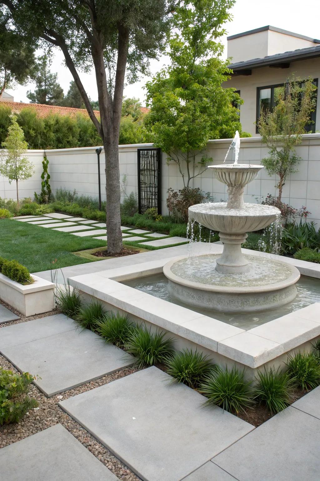 A modern fountain displaying minimalist elegance.