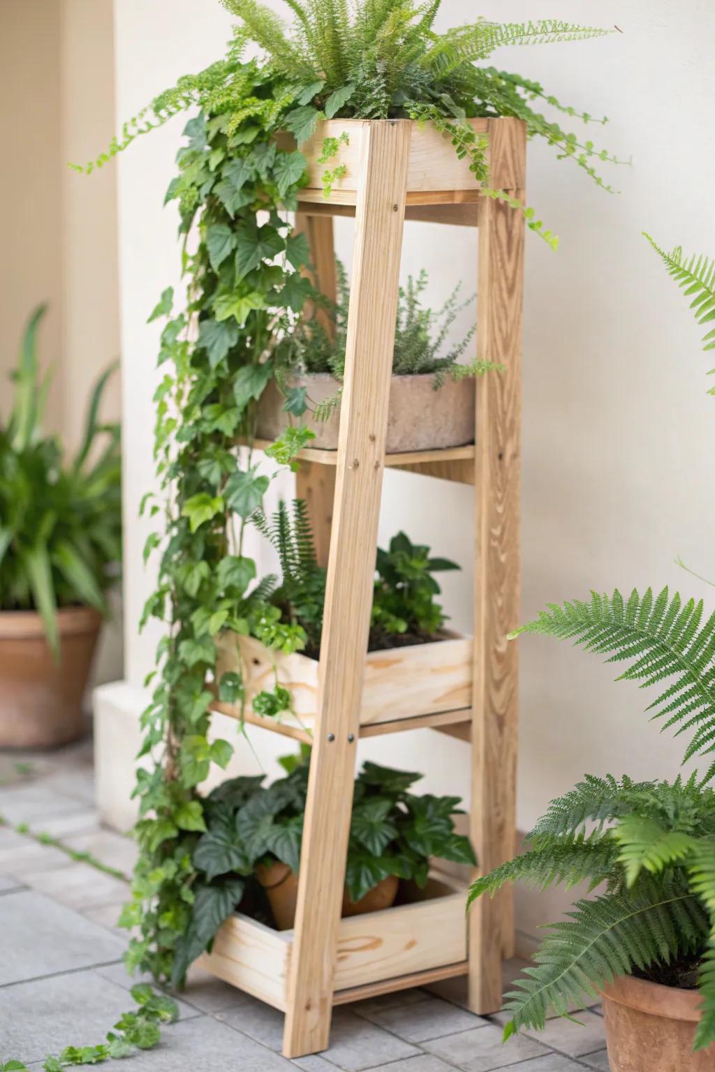 Elevate your garden with a stunning vertical tower that combines minimalist Scandinavian design with lush, cascading greenery.