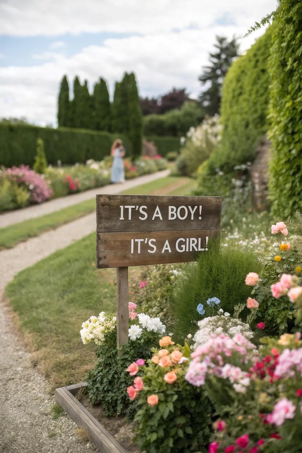 A personalized garden marker lends a touch of heartfelt warmth to the unveiling.