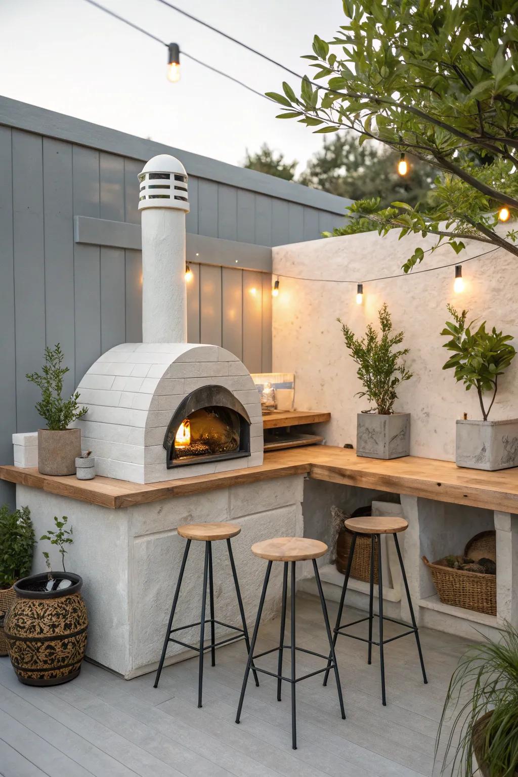 Elevate your entertaining with a chic and minimalist outdoor kitchen centerpiece.