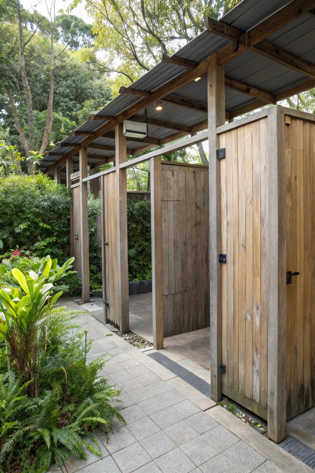 Relish the fresh air with open restroom designs.
