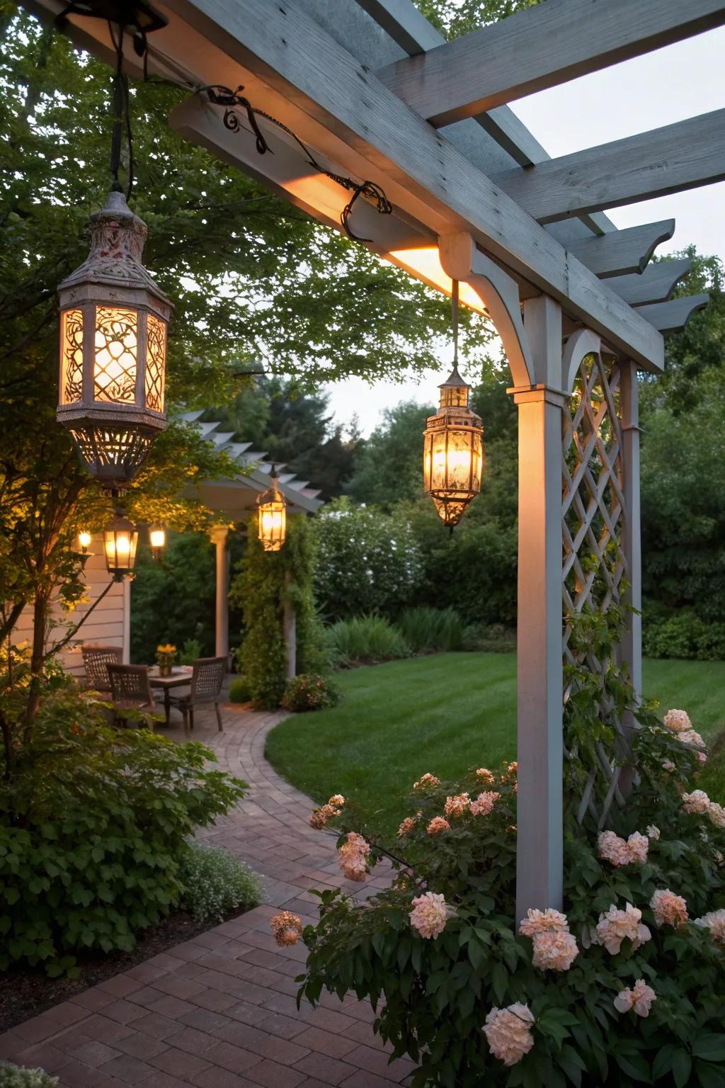 Hanging lanterns add a touch of magic to your shade.