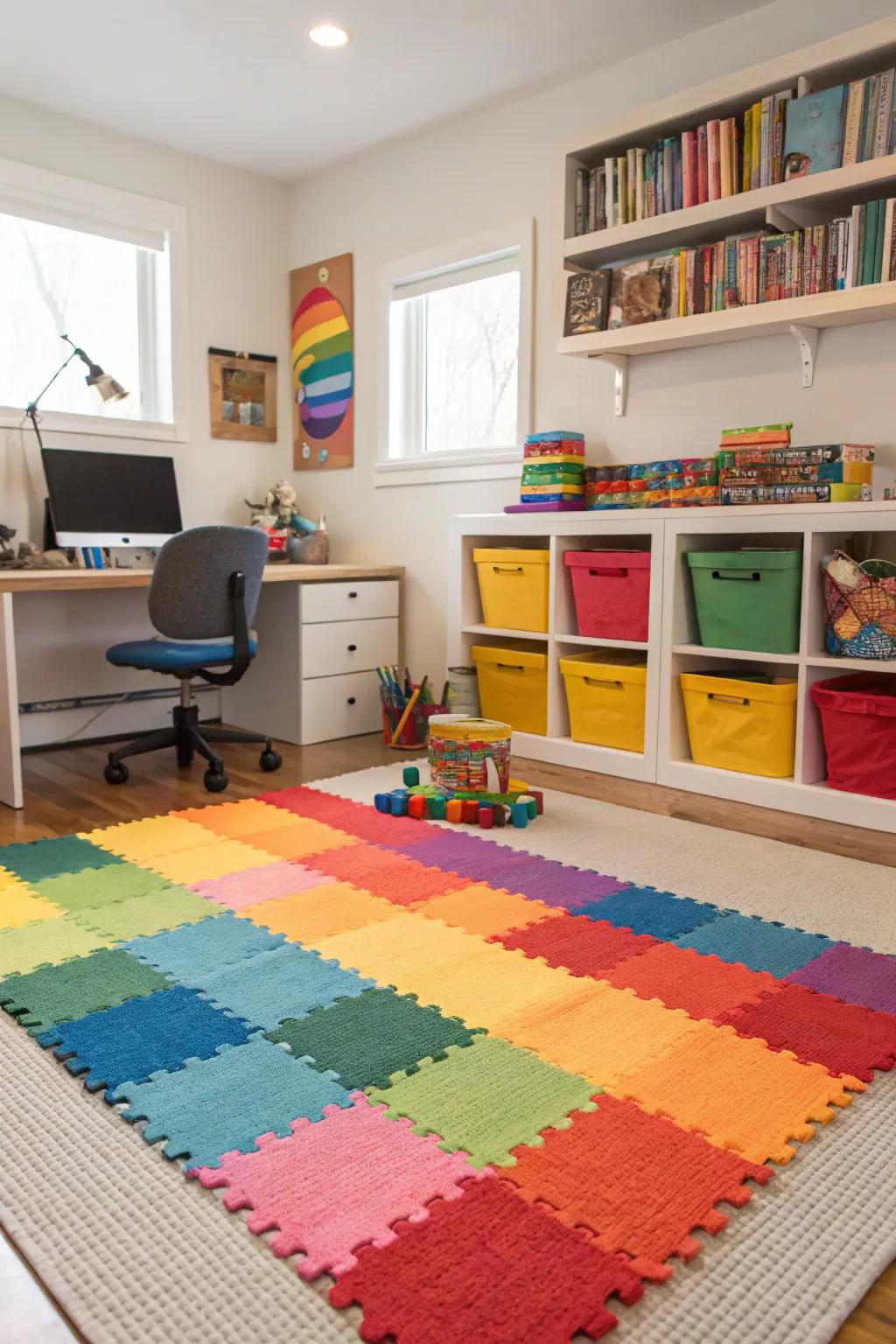 Rugs help to visually separate spaces.