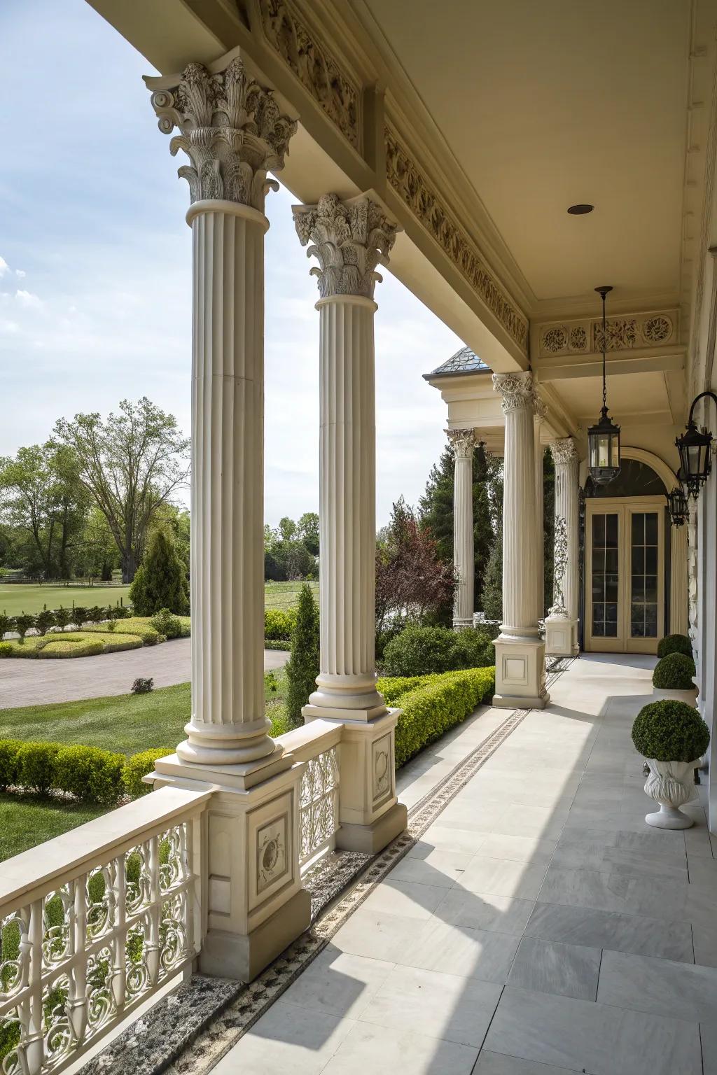 Elegant support with stylish columns.