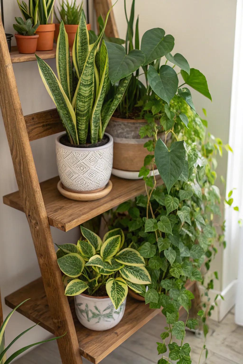 Strategically position plants of divergent heights to fabricate a dynamic and engaging presentation.