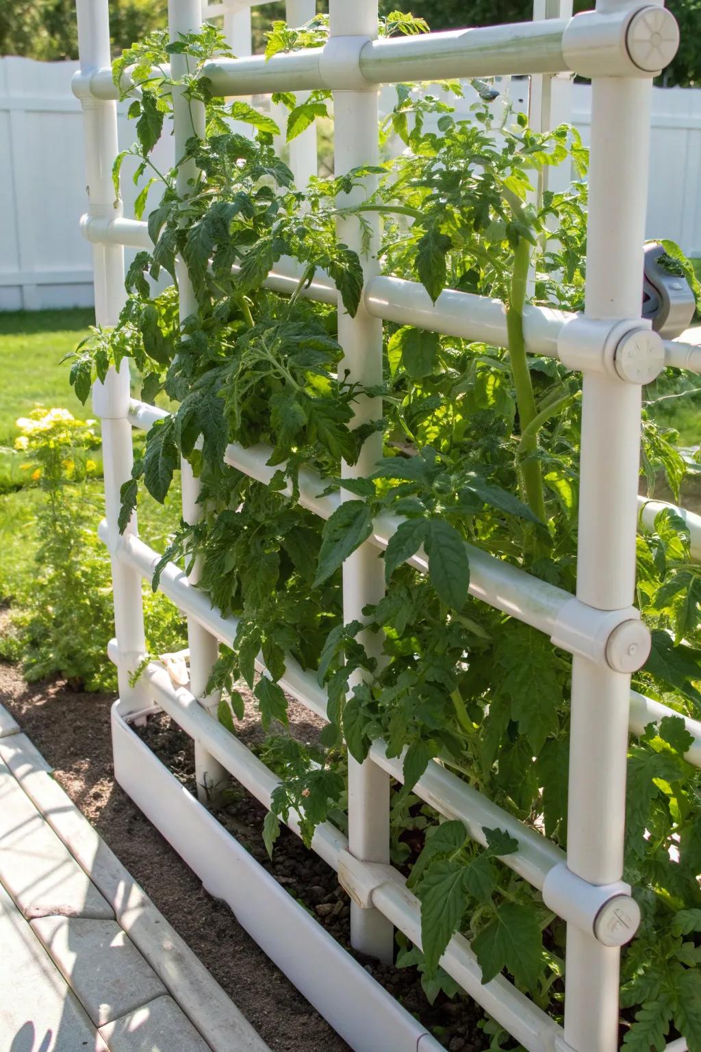 Elevate your gardening game with a sleek PVC trellis for a more organized and space-efficient garden.