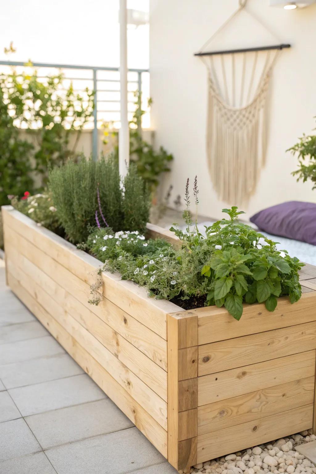 Embrace simplicity with a classic rectangular raised garden bed, where natural beauty meets functional design.