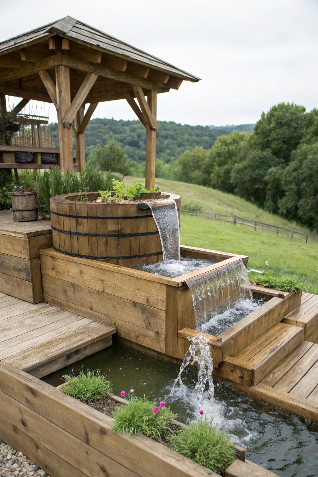 Develop a vibrant environment using tiered pond designs.